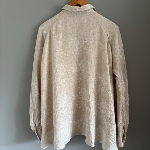 Ecru Linen + Silk Flouncy Blouse - Picture 7 of 11